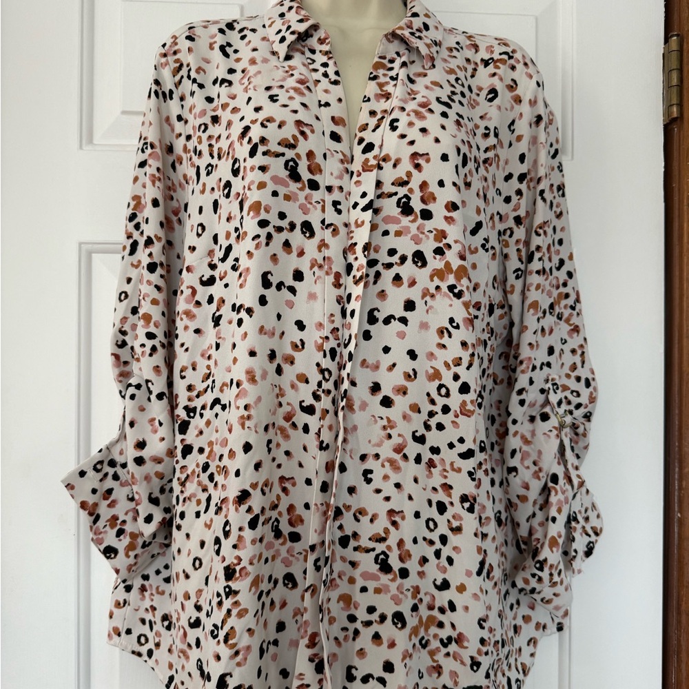 Croft & Barrow Animal Print Blouse - Black, Brown, White